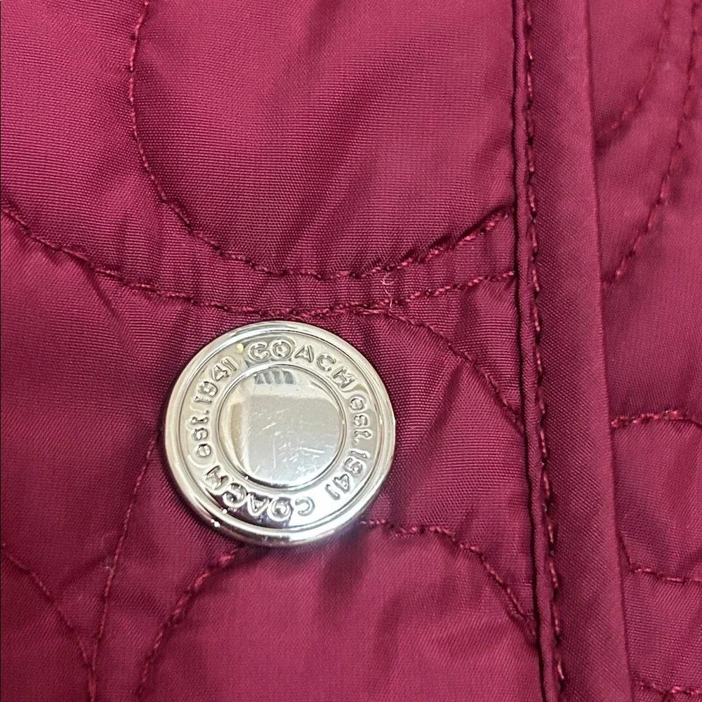 Coach Maroon Quilted Logo Jacket M